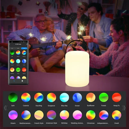 Portable Outdoor Smart RGB Lamp – Rechargeable Cordless Table Light, Water-Resistant Ambient Lamp for Home, Patio & Camping