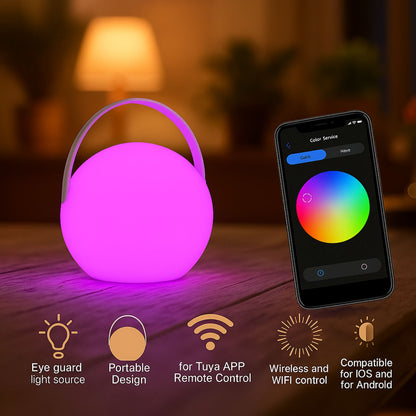 Portable Outdoor Smart RGB Lamp – Rechargeable Cordless Table Light, Water-Resistant Ambient Lamp for Home, Patio & Camping