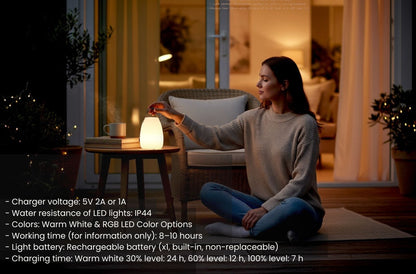 Portable Outdoor Smart RGB Lamp – Rechargeable Cordless Table Light, Water-Resistant Ambient Lamp for Home, Patio & Camping